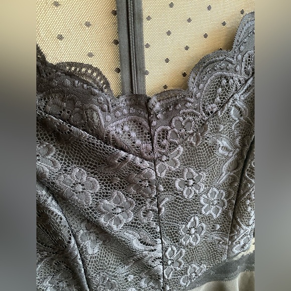 Black Lace Long Sleeve Sheer Dress - Picture 4 of 5